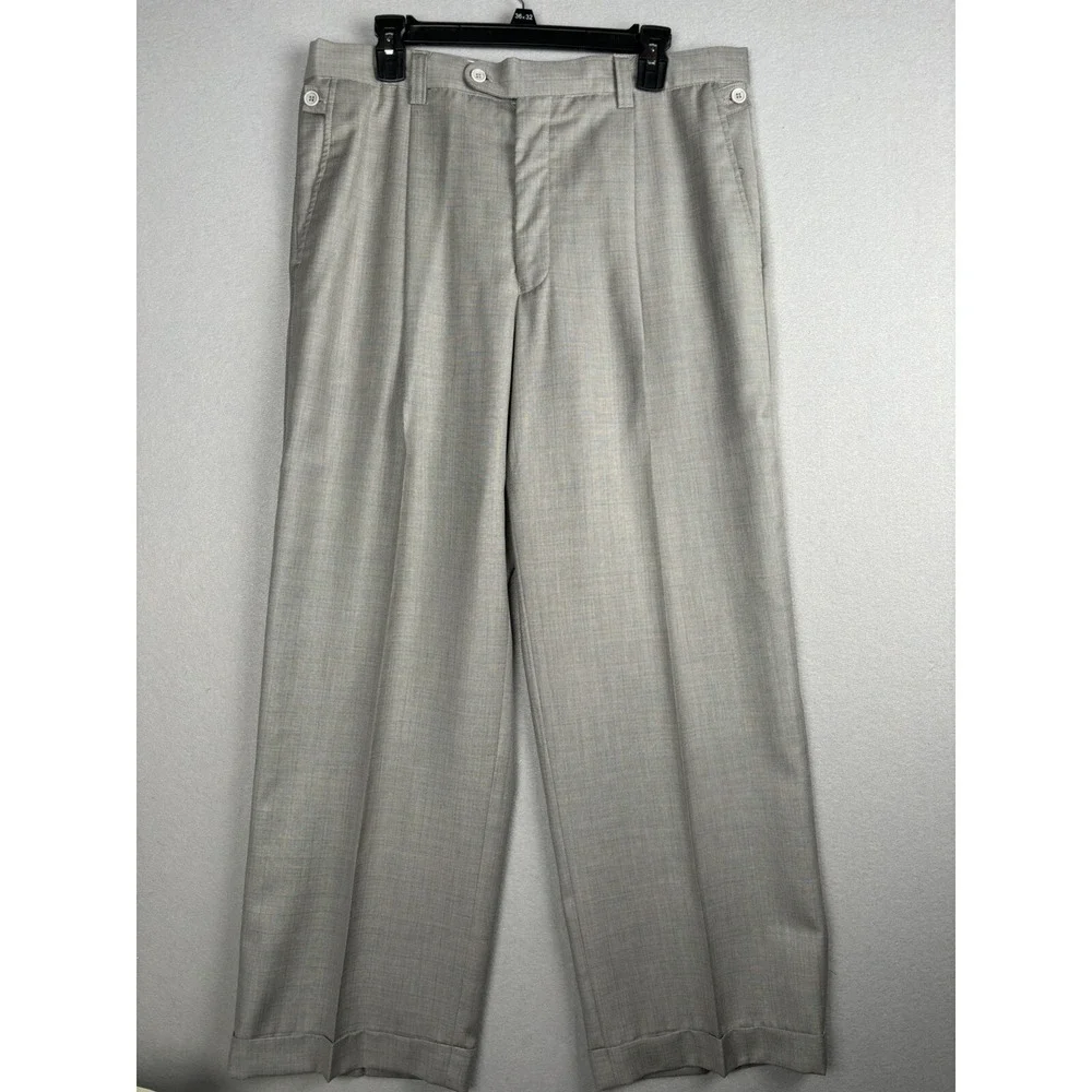 Zacchi Men's Pants 36 Gray Plaid Pleated Front Dress Career Worship Pockets 2890